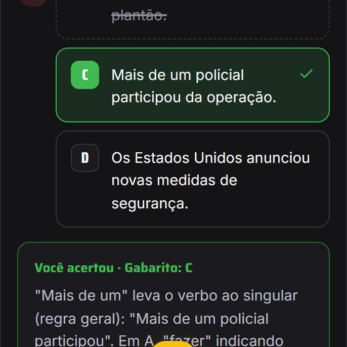 Questão respondida no app, com uma alternativa riscada e o gabarito comentado